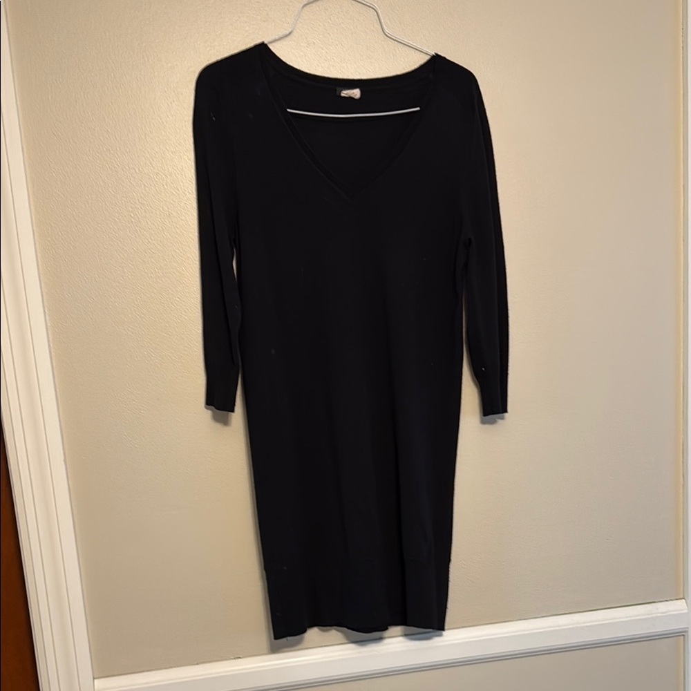 J. Crew Black Sheath Dress Long Sleeve Cuffed